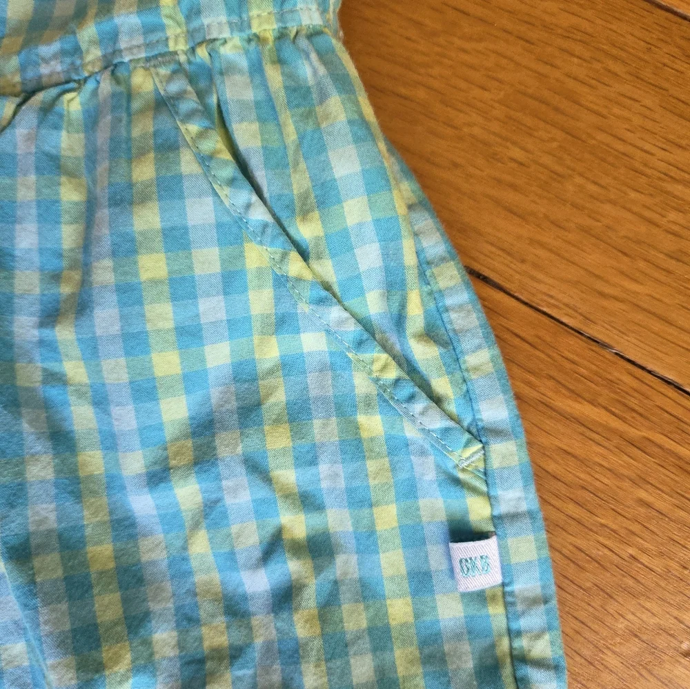 Vintage 90s‎ OshKosh B'gosh Blue and Green Gingham Romper Size 24 Months